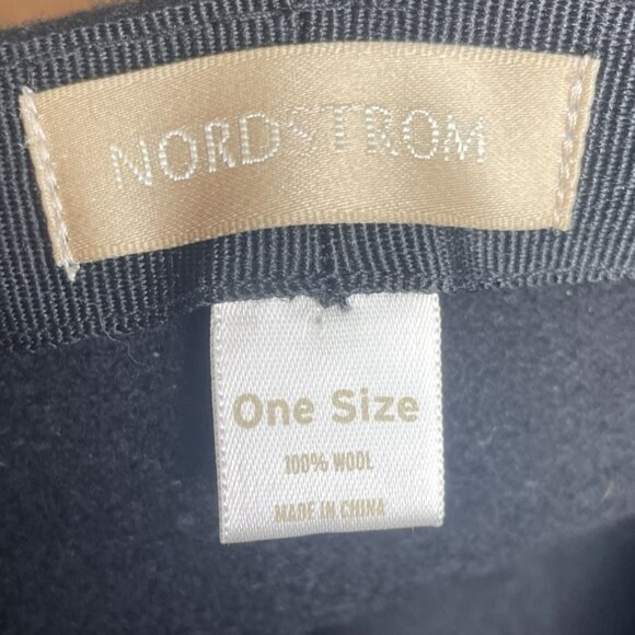 Nordstrom  Black Wool With Feather & Sequin Detail Womens Cloche Hat - Picture 6 of 8